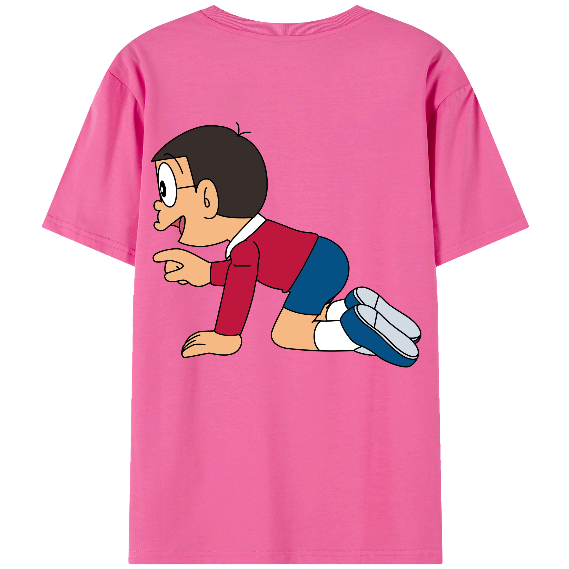 （画像用） ドラえもん 野比 のび太 Doraemon Nobita Nobi レディース半袖Tシャツ(バックプリント)